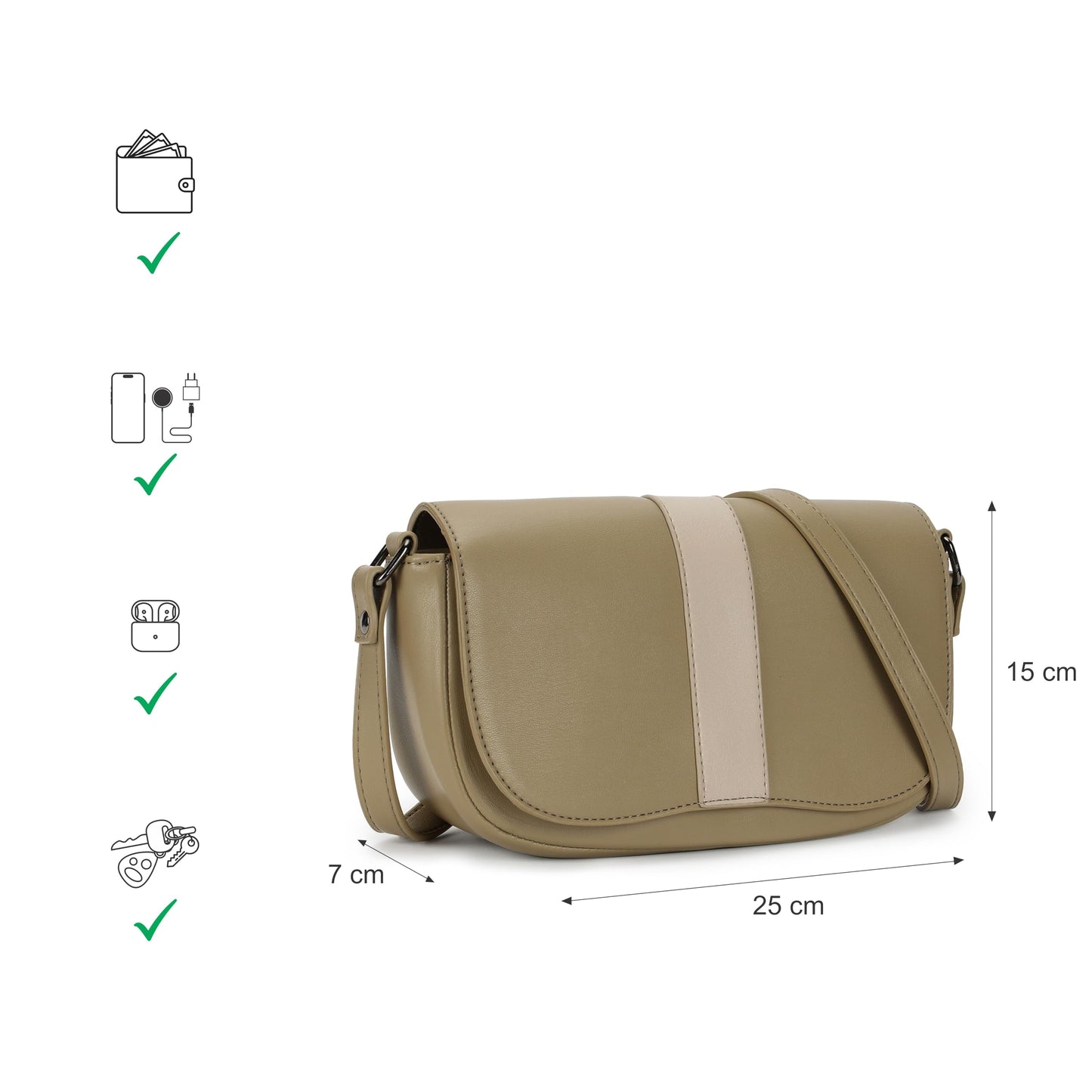 Fastrack On the Go Sling Bag for Women| Compact Crossbody with Magnetic Closure Flap, Adjustable Strap & Internal Zipper Pocket | Trendy Everyday Sling Bag for Women