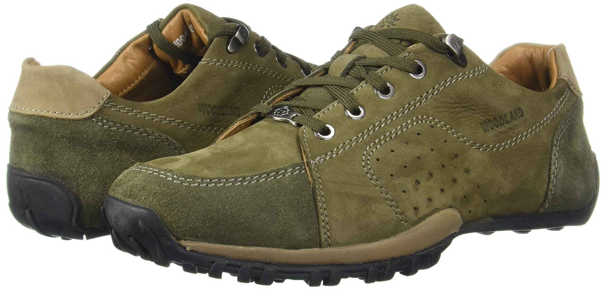 Woodland Men's Olive Green Leather Sneaker-10 UK (44 EU) (OGC 3492119)