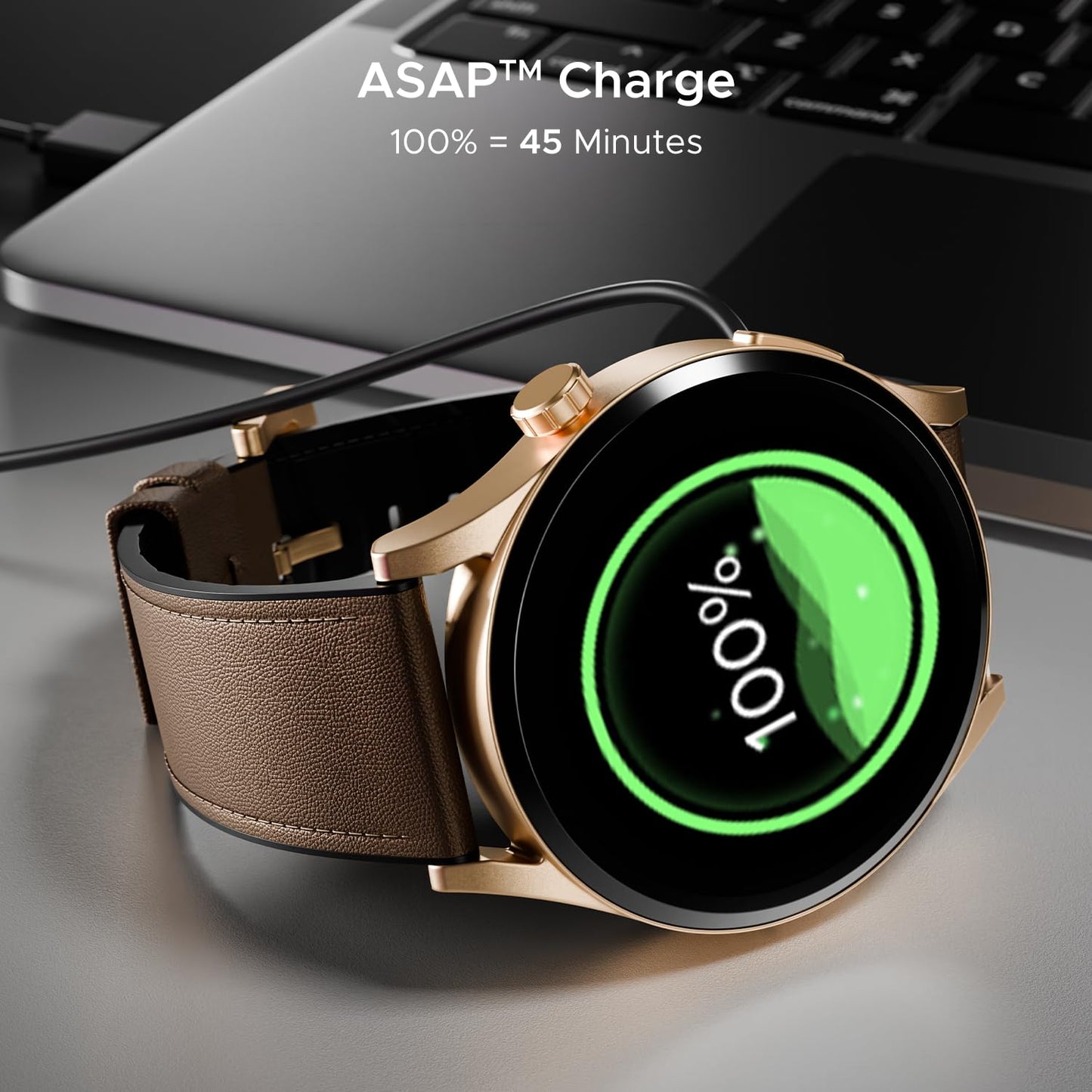 boAt Chrome Horizon, Video Watch Faces, 1.51” AMOLED Display, HRV & VO2 Max, Auto-Activity Detection, ASAP Charge, Advanced Bluetooth Calling, IP68, Heart Rate & SpO2 Monitor Smart Watch(Coco Brown)