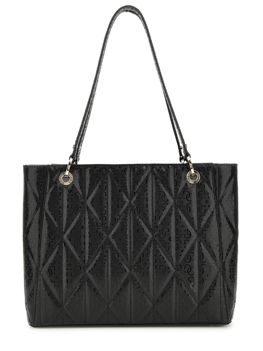 GUESS Black Quilted Aldina Noel Tote Bag