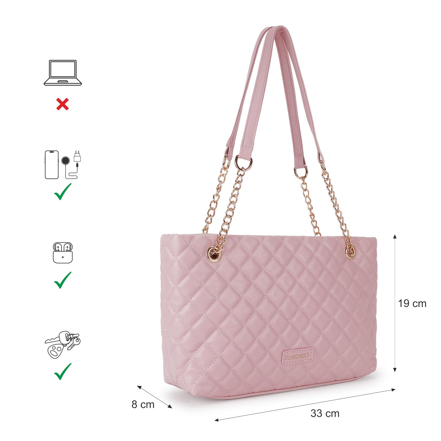 Fastrack Trendy Quilted Shoulder Bag | Faux-Leather Women's Handbags | Shoulder for Casual Carry