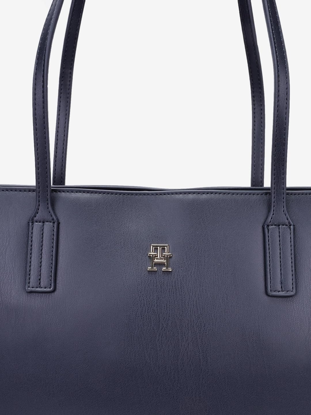 Tommy Hilfiger Solid Blue Polyester Tote Bag