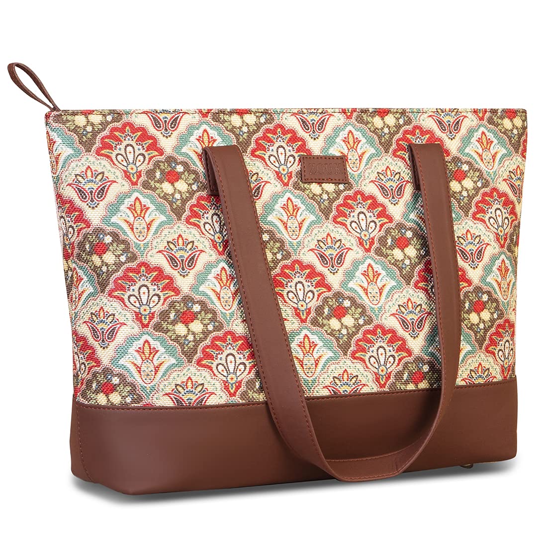 ZOUK Women's Handcrafted Mughal Art Multicolor Shoulder Tote Bag and Handbag for Office and College