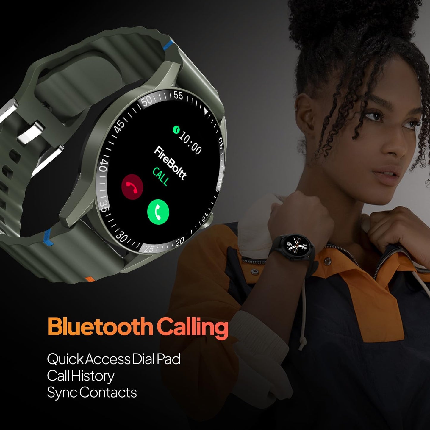 Fire-Boltt Talk Bluetooth Calling Smartwatch, 1.39" TFT Display with Dual Button, Hands On Voice Assistance, 120 Sports Modes, in Built Mic & Speaker (Talk, Green Wave)