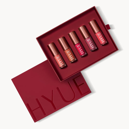 HYUE HydraMatte™ Liquid Lipstick | The Signature Set: Corallina, Biscotti Hottie, Terracotta Tease, Mauve-licious, Fine Wine | 11ml | Soft-Matte Long-Wear | With Jojoba, Almond & Gooseberry Extracts