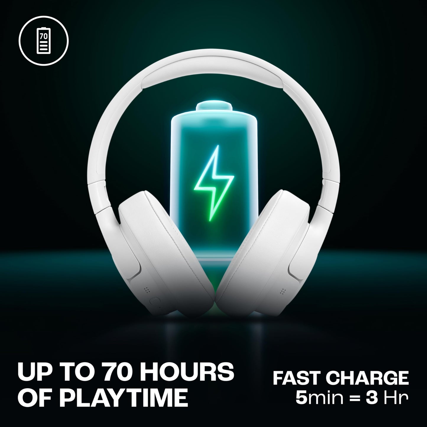 JBL Tune 770NC Wireless Over Ear ANC Headphones with Mic, Upto 70 Hrs Playtime, Speedcharge, Google Fast Pair, Dual Pairing, BT 5.3 LE Audio, Customize on JBL Headphones App (White)