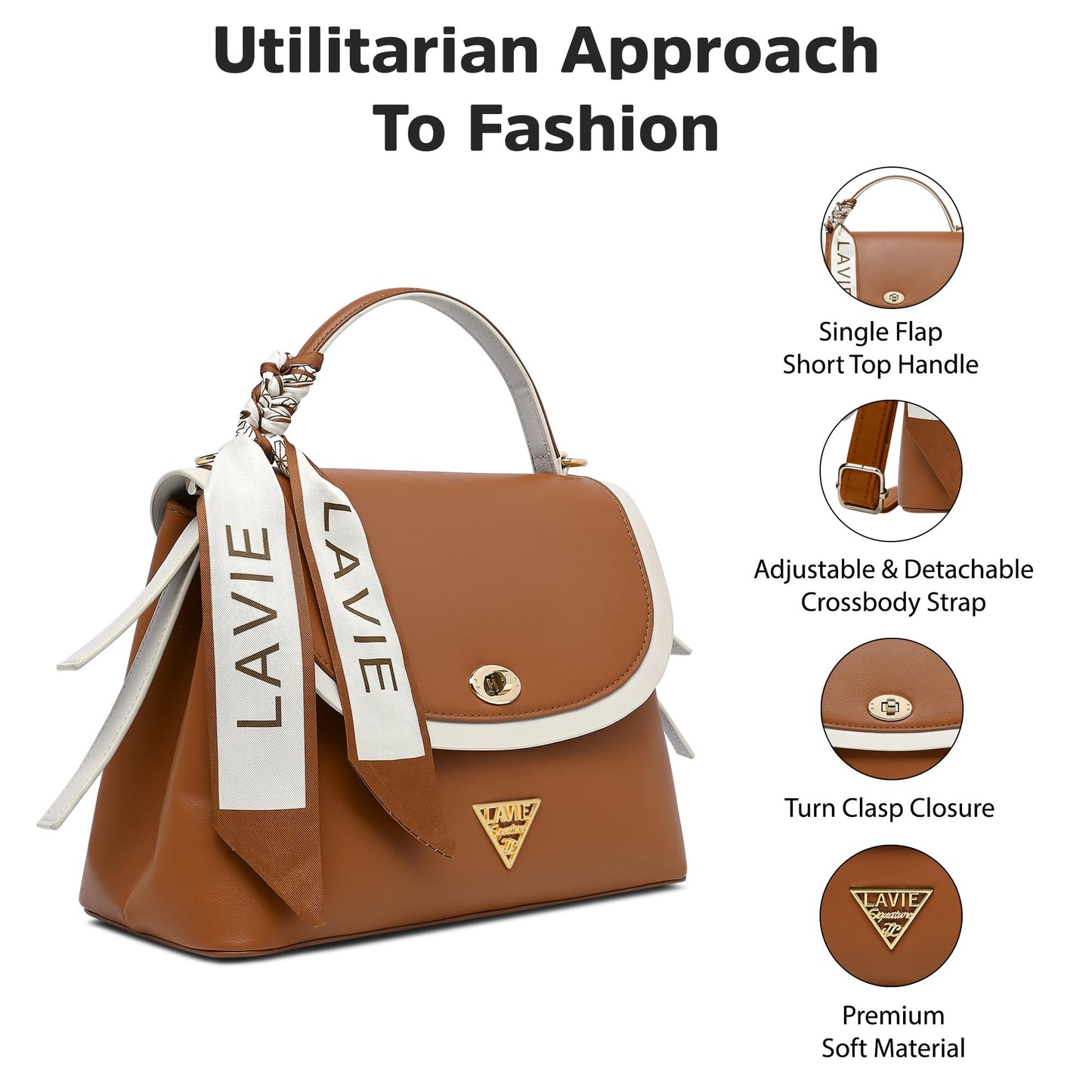 Lavie Signature Women's Plano 2C Flap Satchel Handbag for Women|Satchel Bag for Work|Ladies purse|Stylish Shoulder Bag|Gift For Women