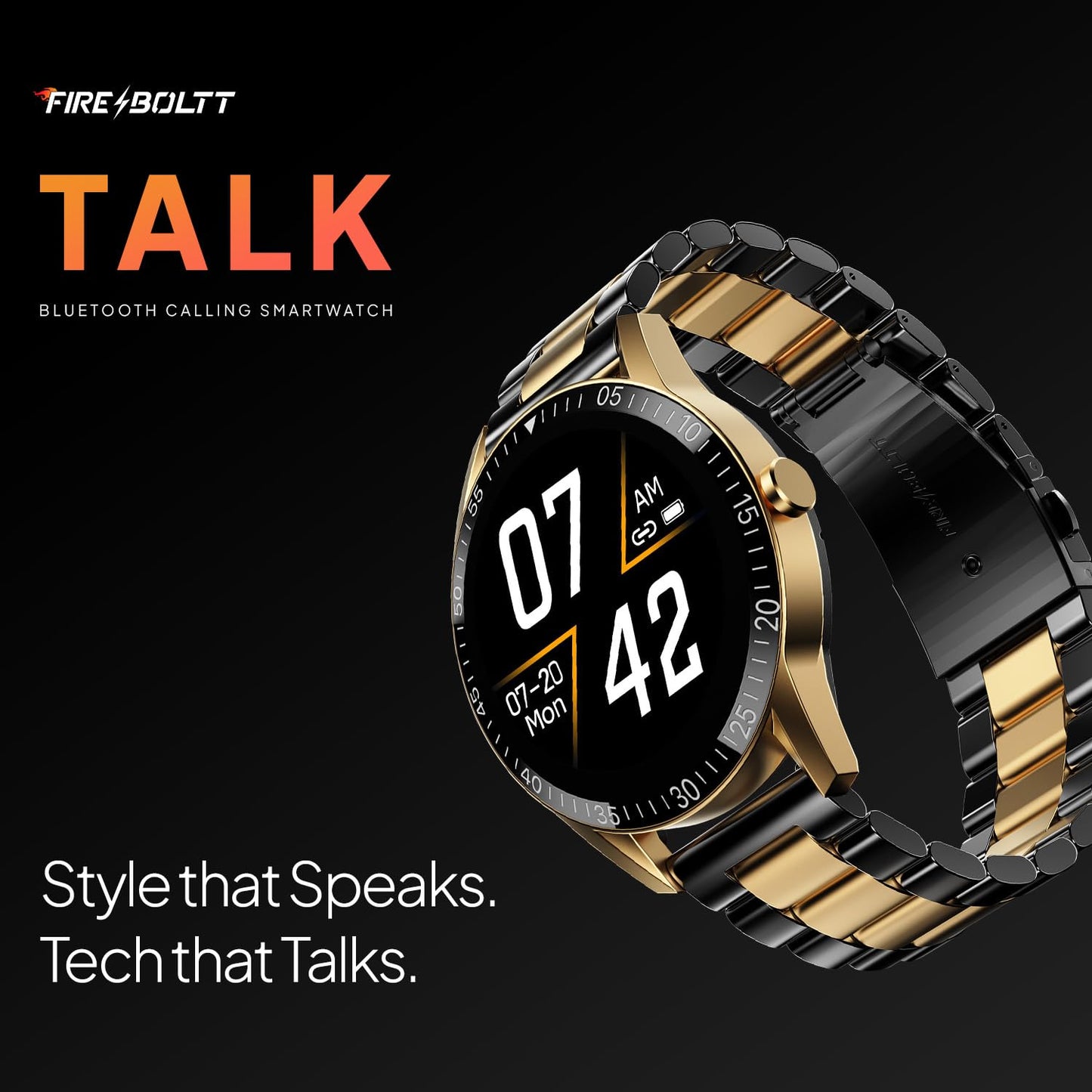 Fire-Boltt Talk Bluetooth Calling Smartwatch, 1.39" TFT Display with Dual Button, Hands On Voice Assistance, 120 Sports Modes, in Built Mic & Speaker (Talk, Black Dual)