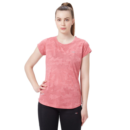 berge' Ladies Polyester Dry Fit Western Shirts & T-Shirt For Women, Quick Drying & Breathable Fabric, Gym Wear Tees & Workout Tops (Onion Colour, Slim Fit)