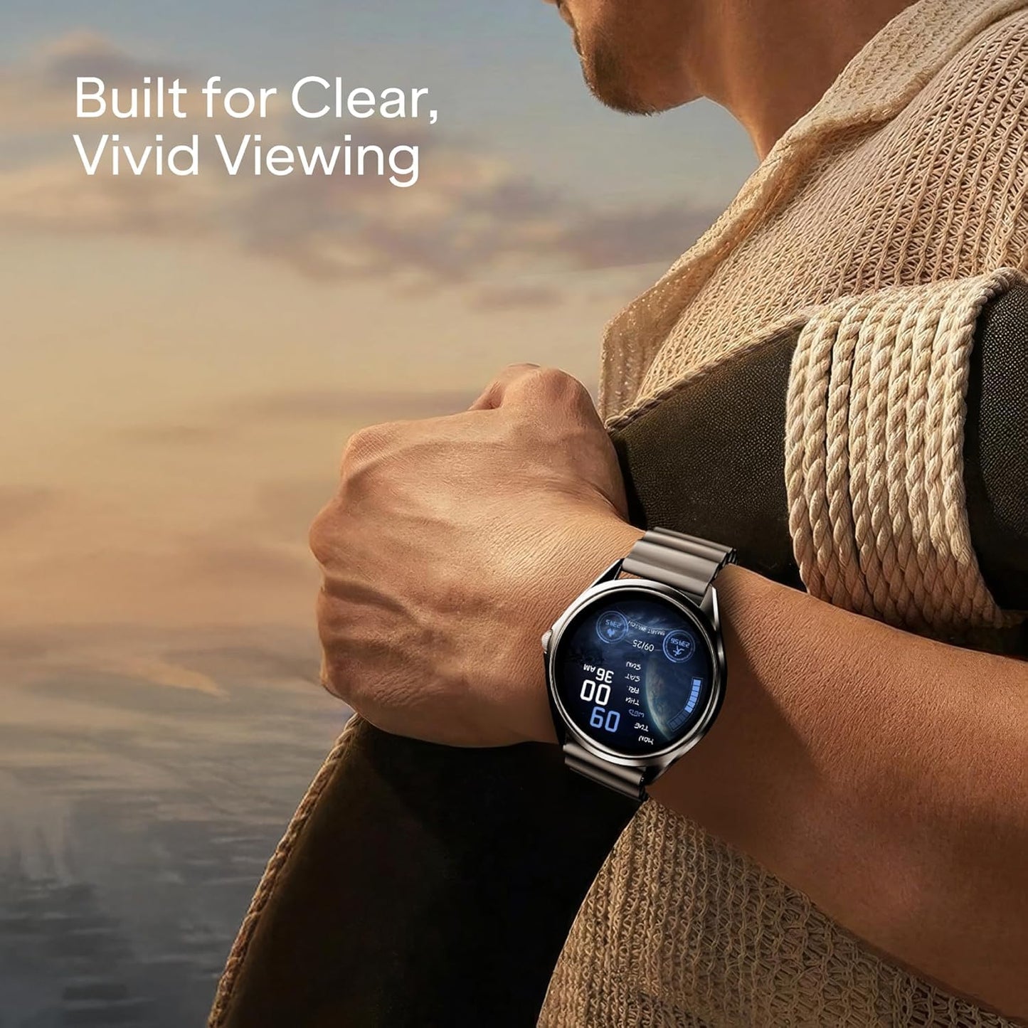 Boat Ultima Aeris 1.43" AMOLED Display, 1000 nits Brightness, Ultra Slim 8mm Metal Build, IP68, Auto HR & SpO2 Monitoring, Sleep & Stress Tracking, Stylish Smartwatch for Men & Women (Active Black)