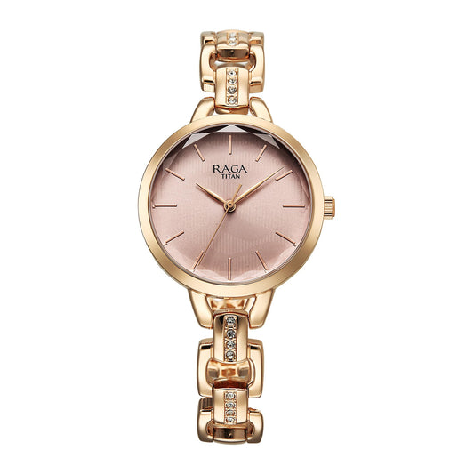 Titan Analog Rose Gold Dial Women's Watch-95352WM01