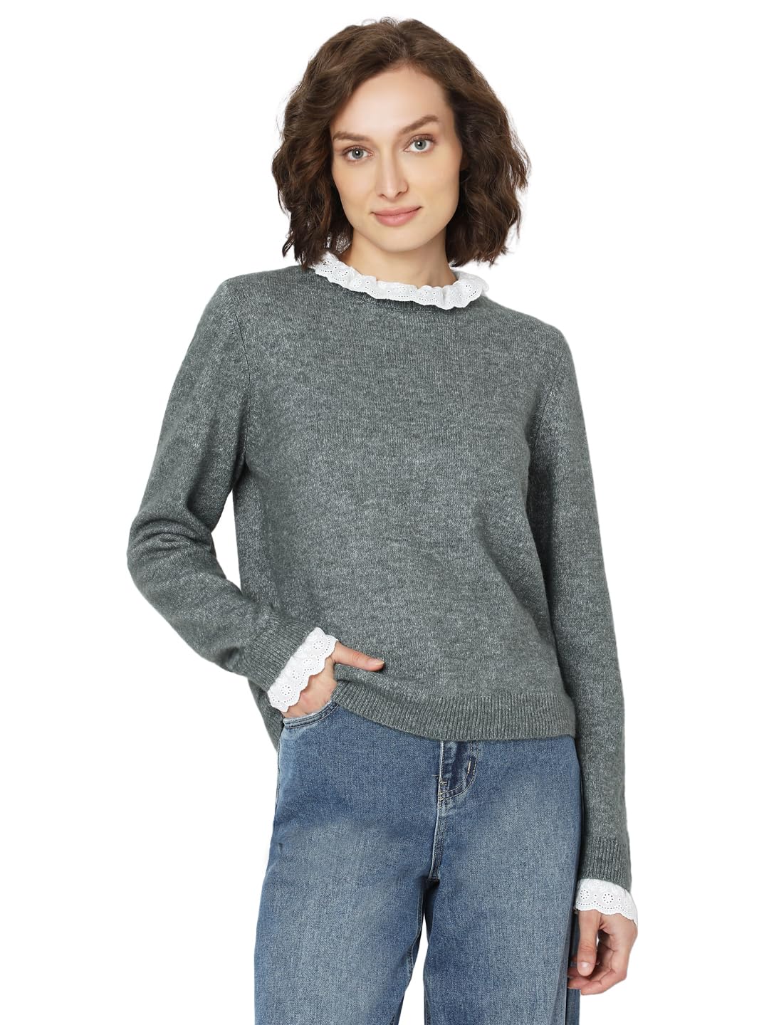 VERO MODA Women's Polyester Blend Casual Pullover Sweater