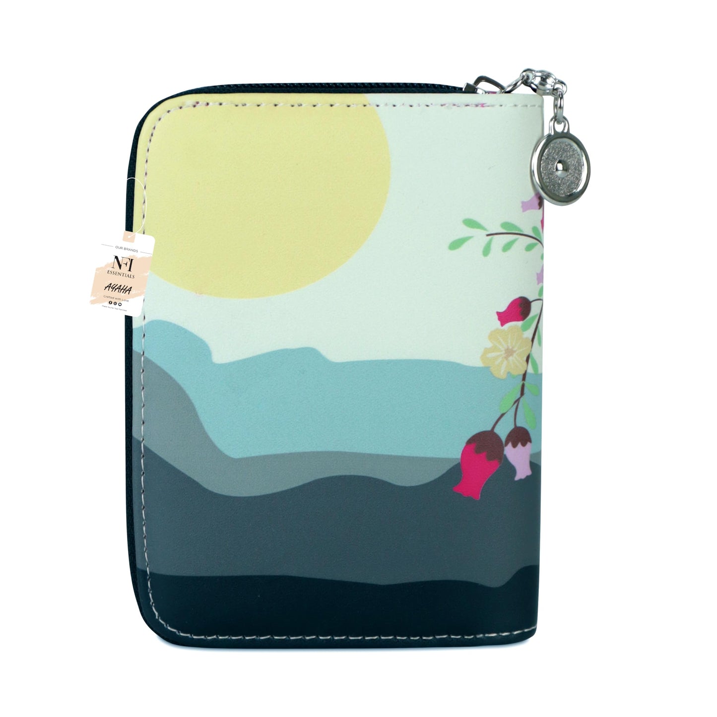 NFI essentials Small Wallet for Women, PU Leather Printed Mini Zipper Wallet for Girls, Credit Card Holder Organizer Coin Purse for Girls