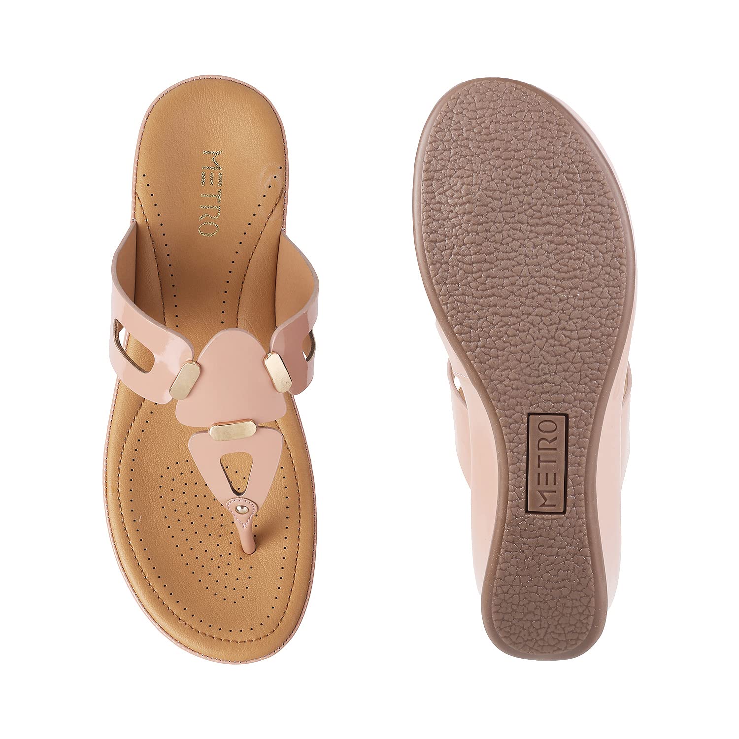 Metro Women's Peach Synthetic Sandals - SaumyasStore