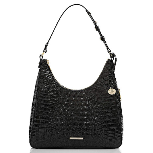 Brahmin Tabitha Women's Black Leather Retro Contemporary Hobo Handbag, One Size