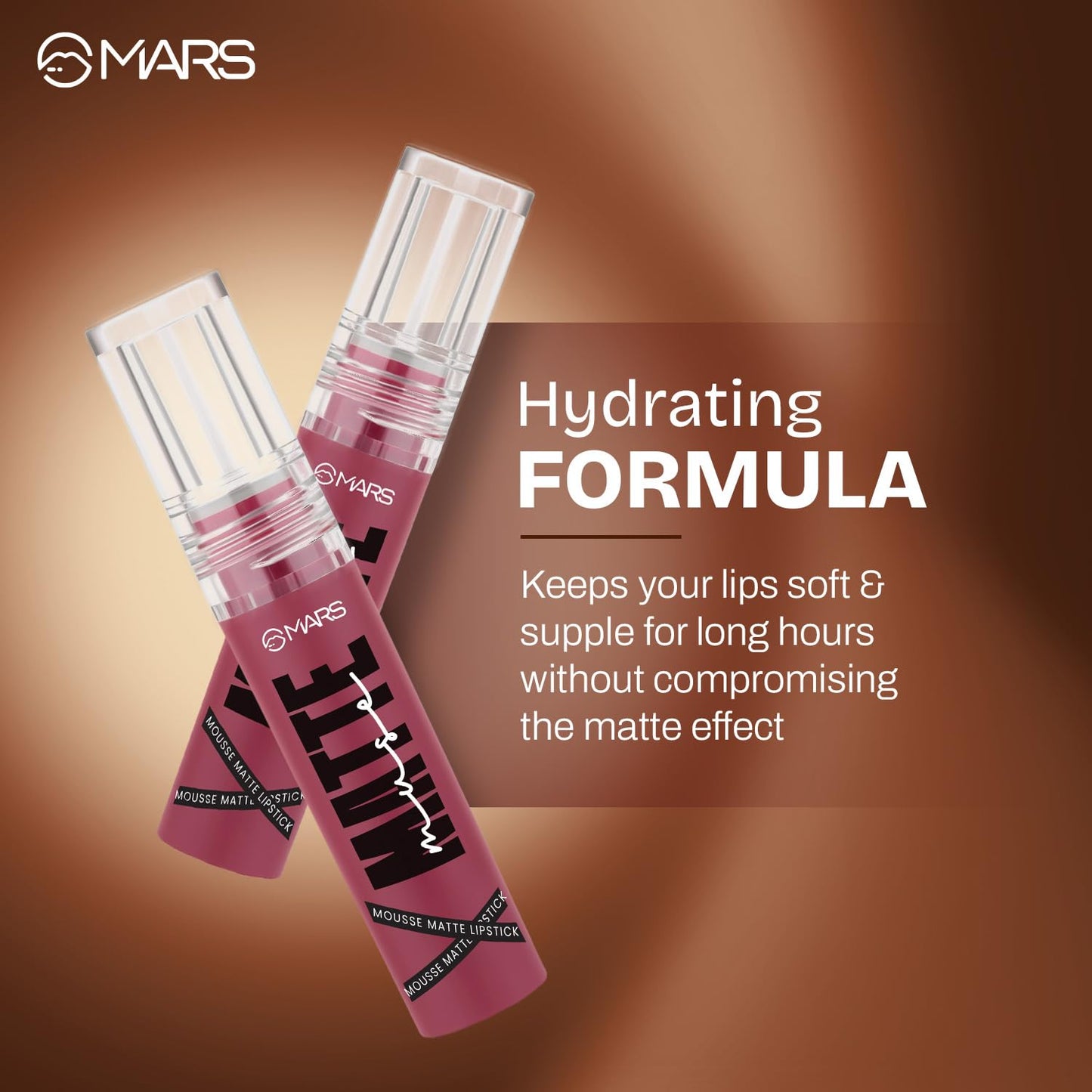 MARS Matte Muse Mousse Lipstick (3ml) (09-SUPER STAR) with Doe-Foot Applicator | Highly Pigmented | Smooth Texture | Hydrating Formula | Blurry Lips Effect
