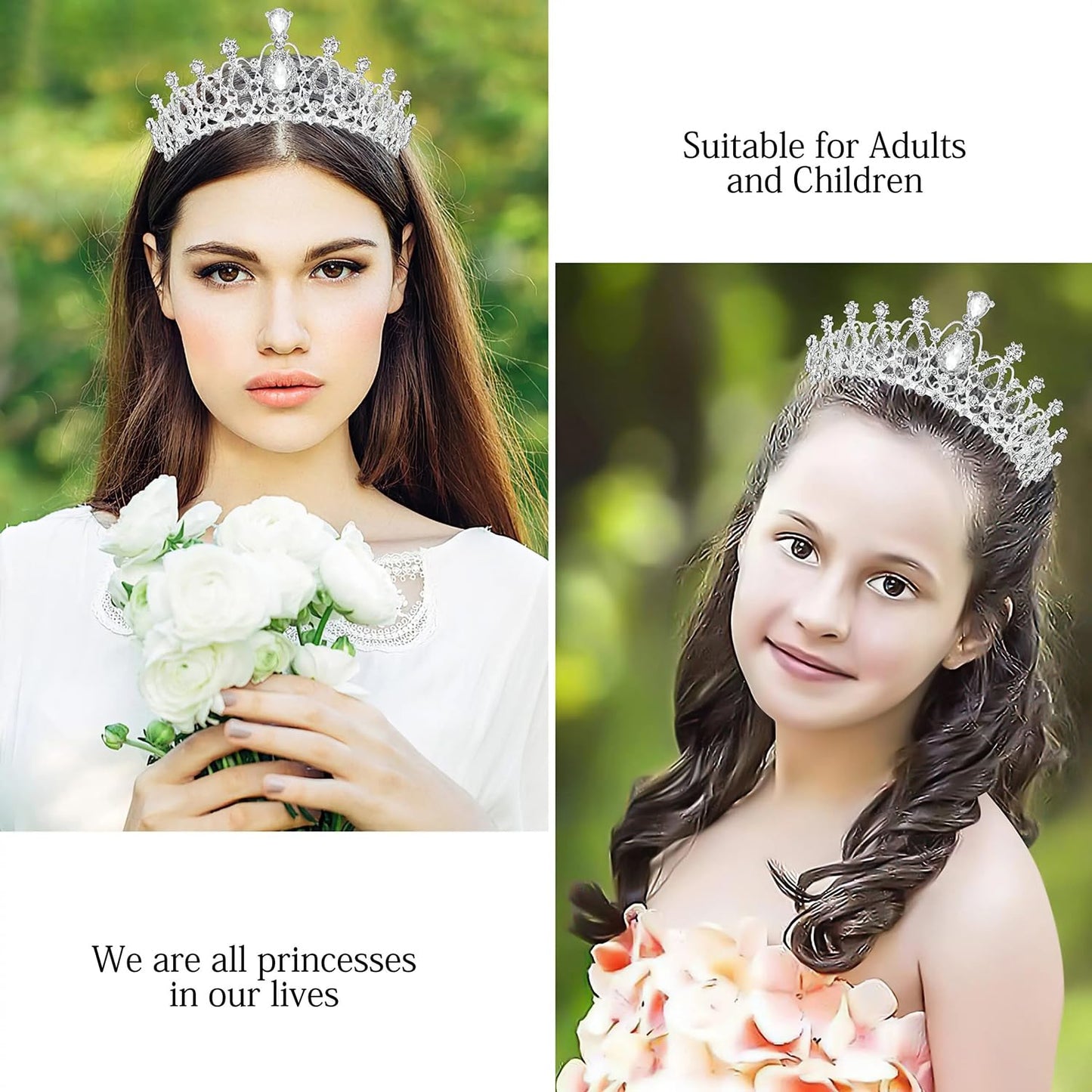 Shining Diva Fashion Crystal Tiara and Crown for Women Stylish Headband Crowns with Comb Tiaras for Girls Kids Queen Princess Wedding Bridal Birthday Gift Hair Accessories (Silver) (rr15862hb)