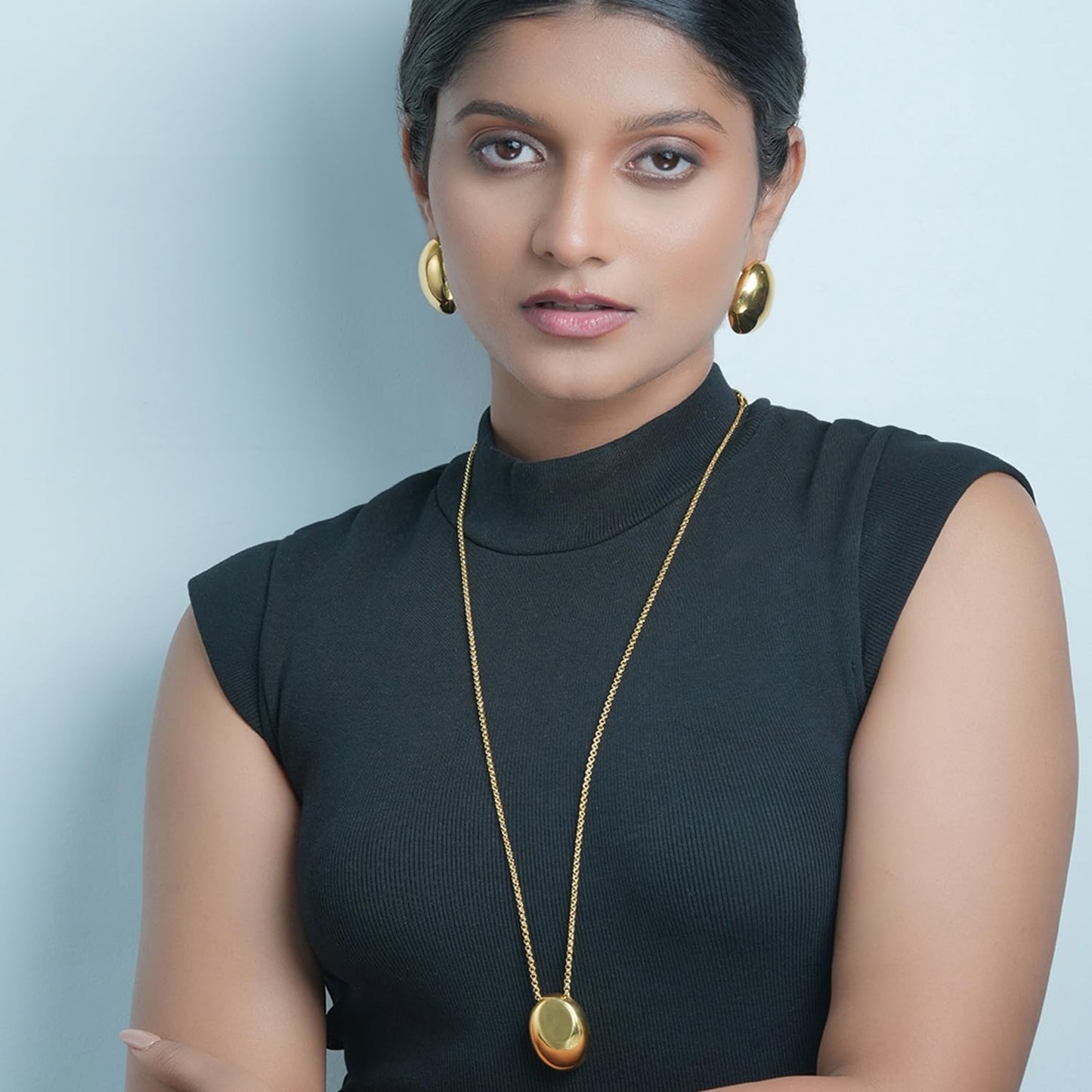 Aaishwarya 18K Gold Plated Dome Shaped Studs | Earrings for Women and Girls | Bold Statement Jewelry | Waterproof & Anti-Tarnish Jewels | Stainless Steel Earring | Party Accessory | Jewelry Gift