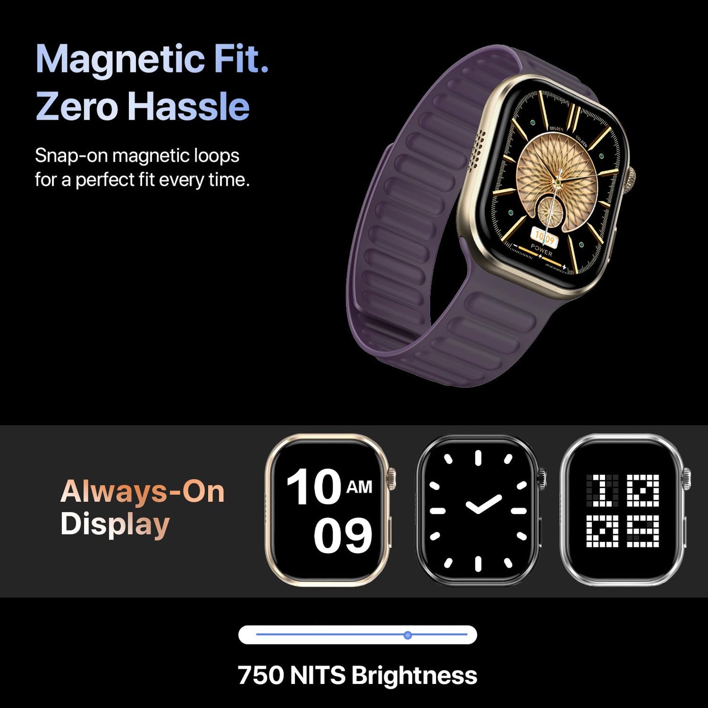 Fire-Boltt Brillia Pro Smart Watch with 51.3mm (2.02 inch) AMOLED Display, Bluetooth Calling, SpO2, Heart Rate Monitoring, 120+ Sports Modes, IP67 Waterproof, Long Battery Life (Wine Mag)