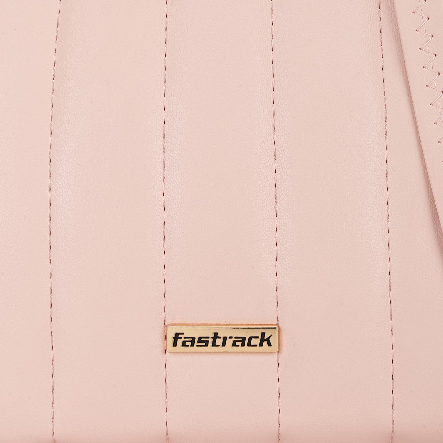 Fastrack Quilted Powder Pink Sling Bag For Women, Girls and Ladies with Top Zipper