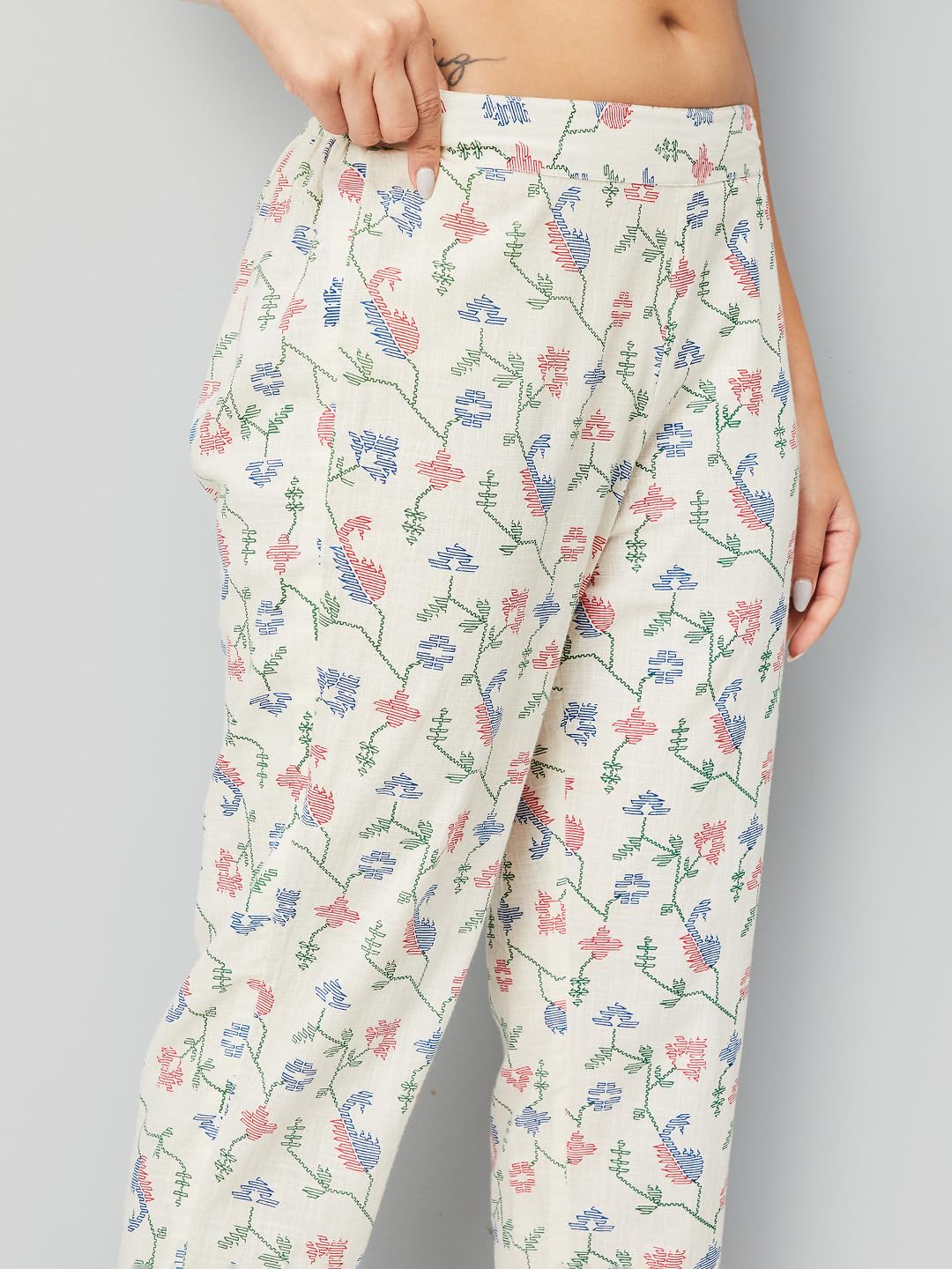 Max Women's Cotton Blend Kurta Set (CTKST54102_Off White