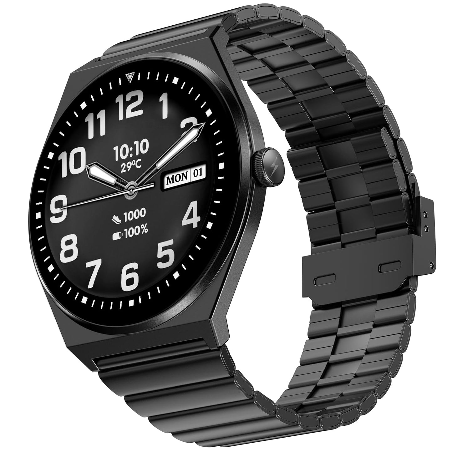 Fire-Boltt Phoenix Nova Smartwatch 1.43” Slim Super AMOLED Display, 466x466 Pixel Always-On Display, Bluetooth Calling, Health Tracker for Men & Women Obsidian Black