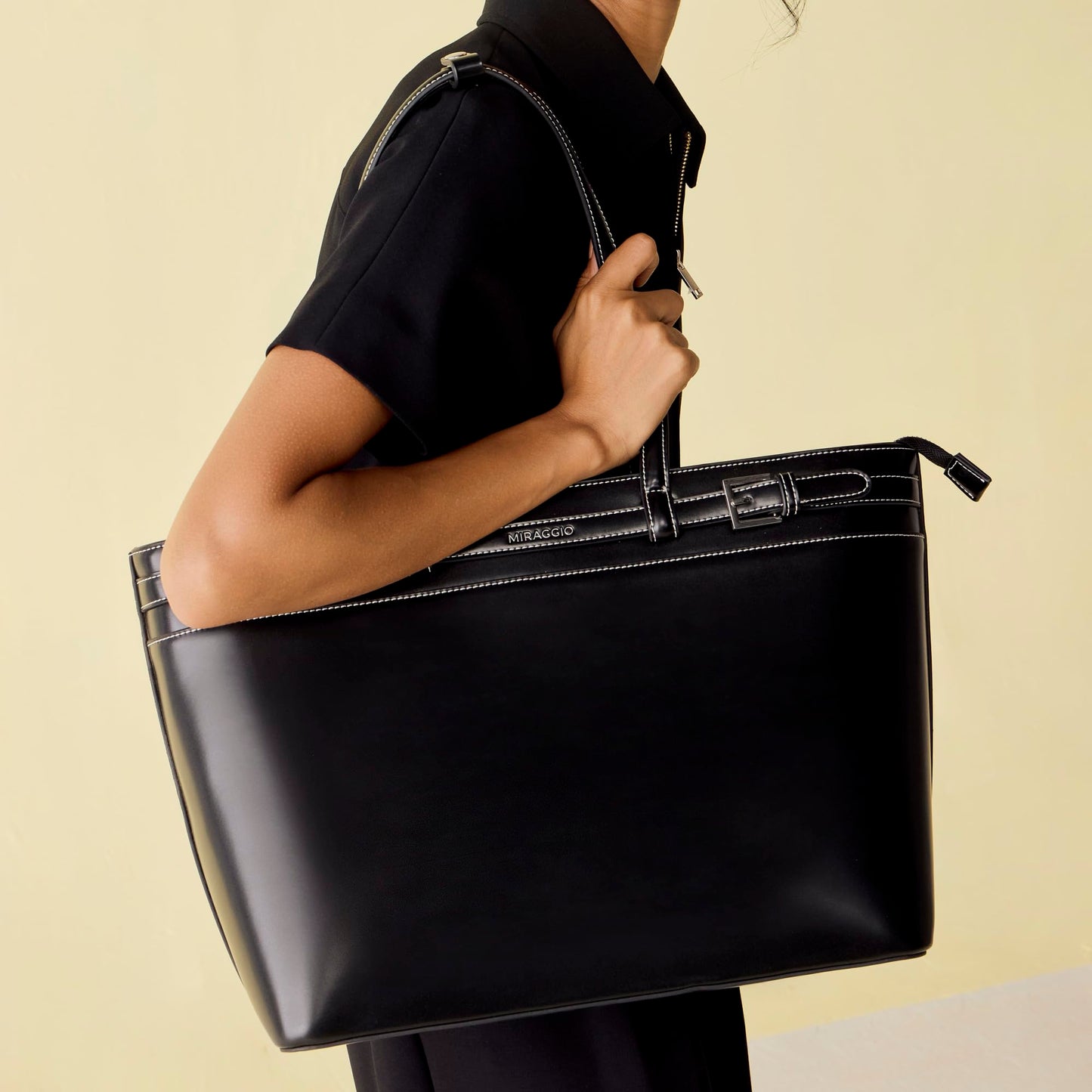 Miraggio Seoul Tote Bag For Women Office Use | Tote Bags For Women Stylish Main Compartment Can Fits Upto 15 Inches Laptop | Structured Shoulder Tote Bag