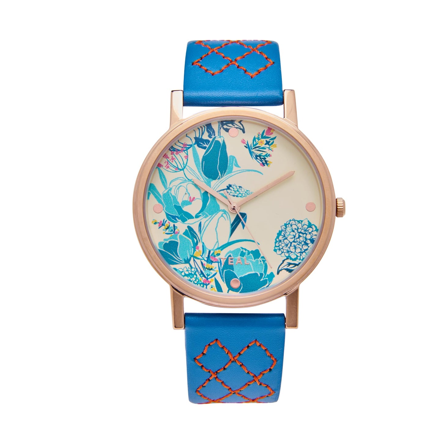 TEAL BY CHUMBAK Round Dial Analog Watch for Women,Chevron Collection,Stainless Steel Strap,Gifts for Women/Girls/Ladies