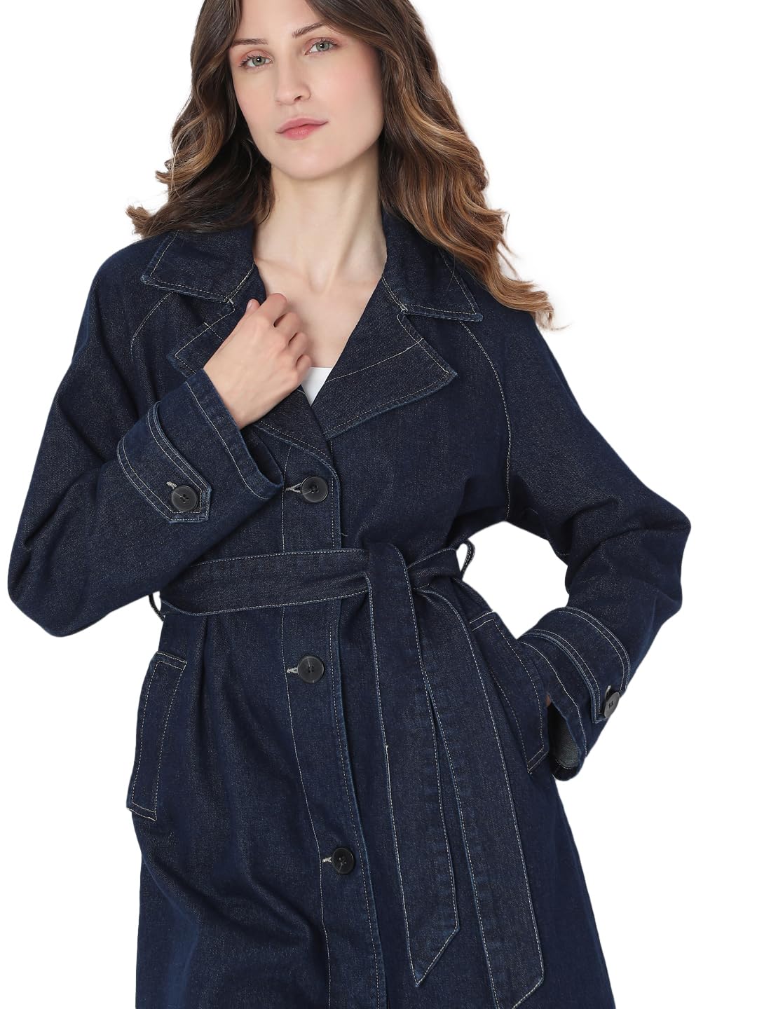 Vero Moda Women's Regular Fit Dark Blue Coat