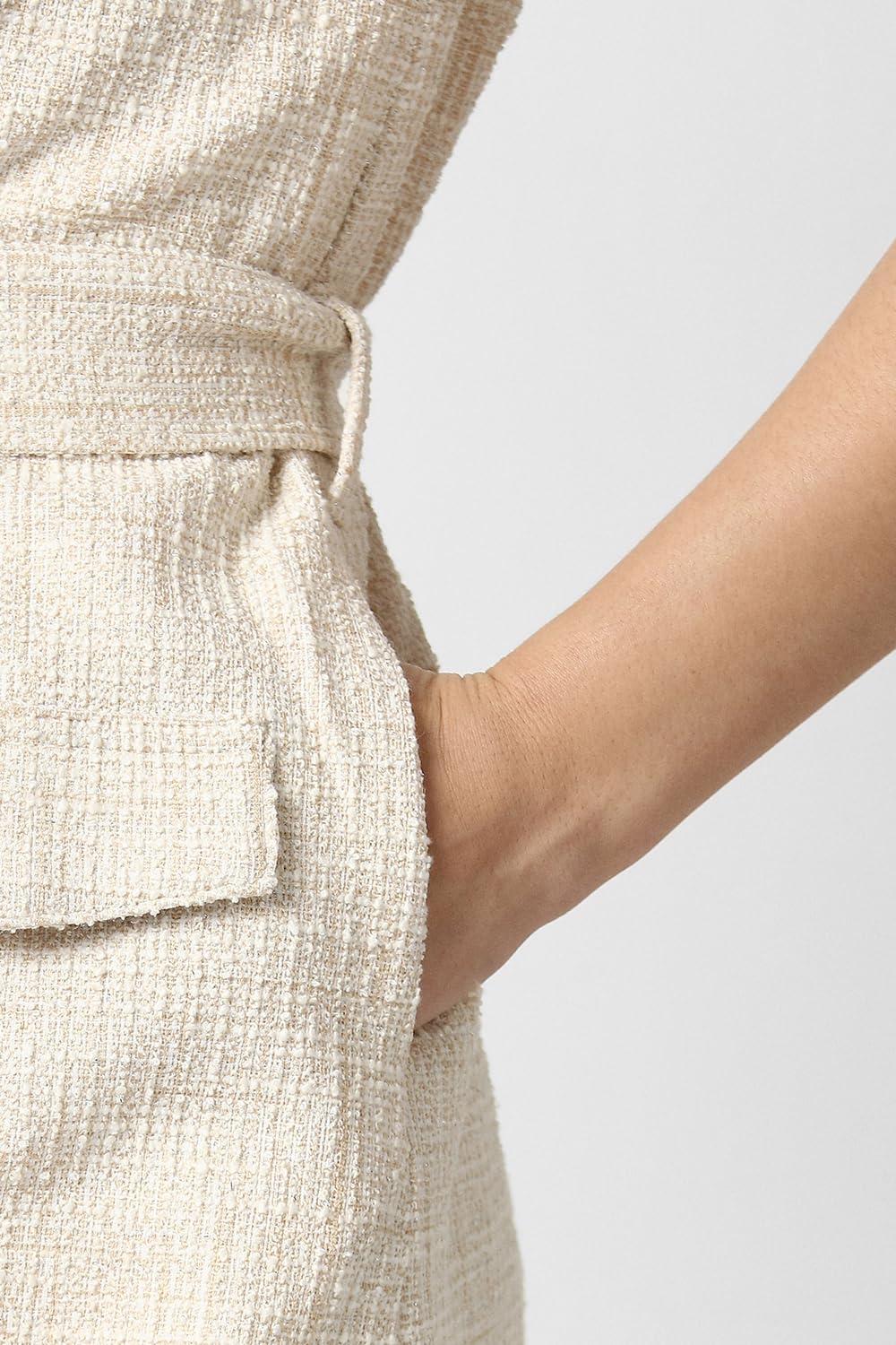 Van Heusen Women's Polyester Modern Above The Knee Dress (VWDRFRGF642404_Beige