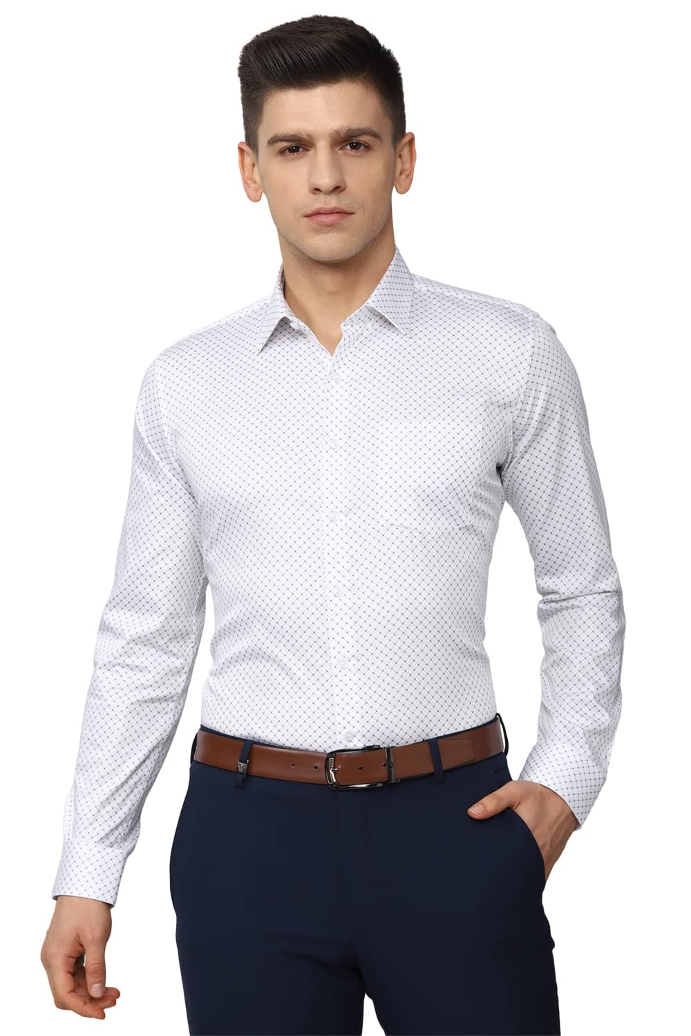 Van Heusen Men's Cotton Fitted Formal Shirt (Vhsfrslbv20281_White 42)