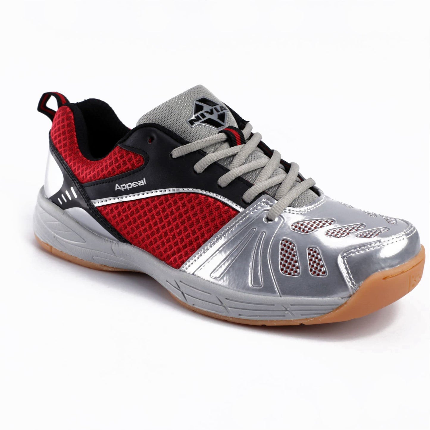 Nivia Appeal Badminton Shoes for Mens|Non-Marking Round Sole with Breathable mesh with PU Coated Synthetic Upper for Sports, Badminton, Volleyball, Squash, Table Tennis (Maroon/SIL), 10