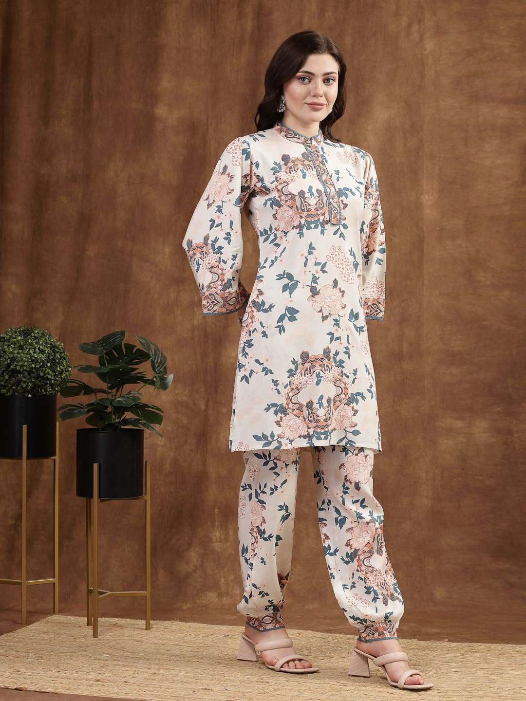 Nayam By Lakshita Floral Printed Tunic and Palazzo Co-ord Set for Women