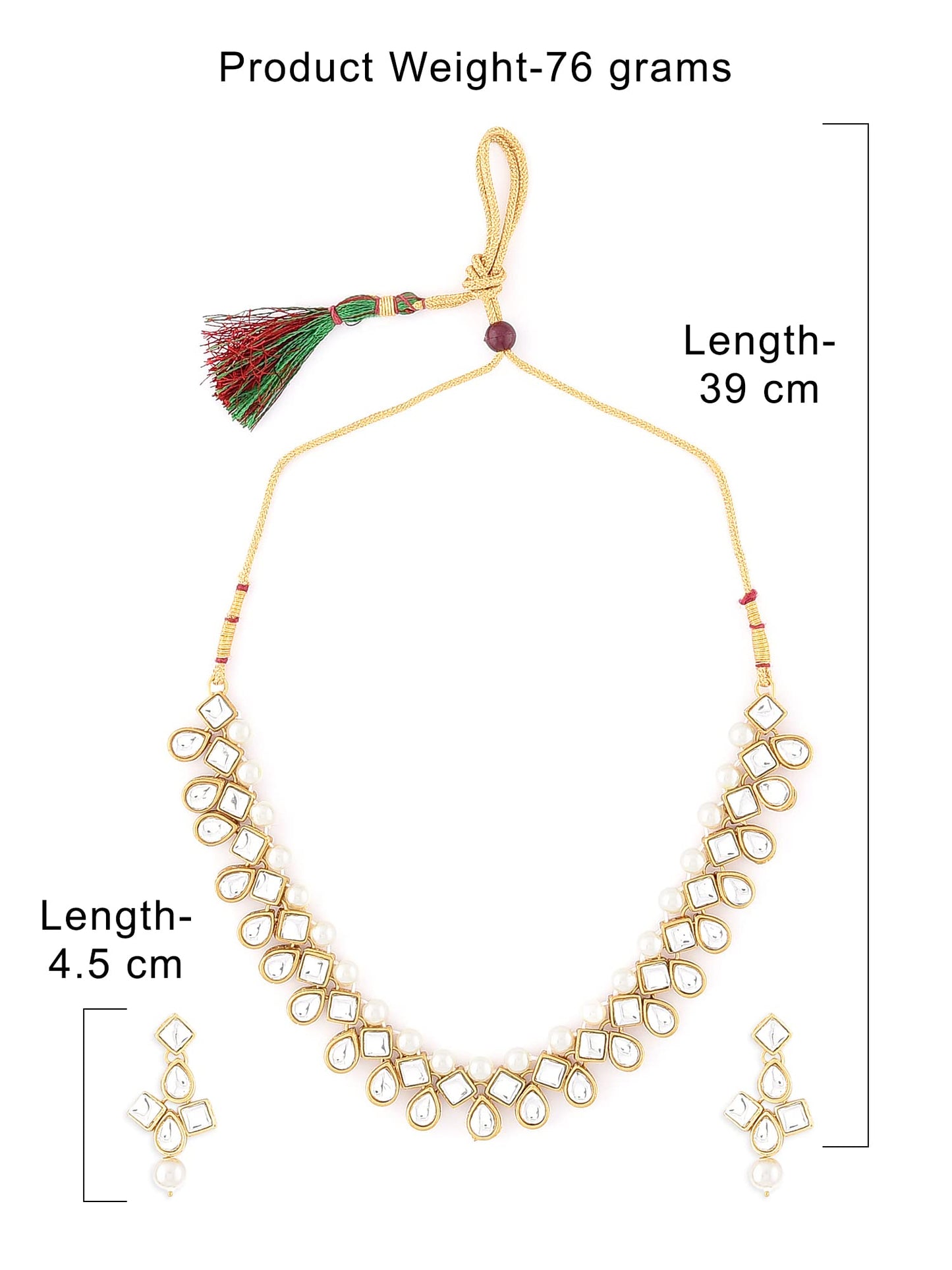 ZAVERI PEARLS Gold Tone Traditional Kundan & Pearls Necklace Set For Women-ZPFK8675