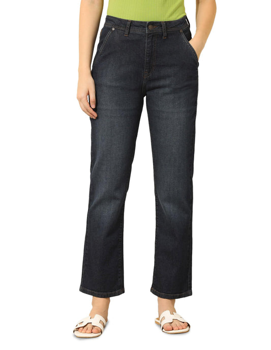 U.S. POLO ASSN. High Rise Straight Fit Jeans (UWSS25JEN317_Blue_34)