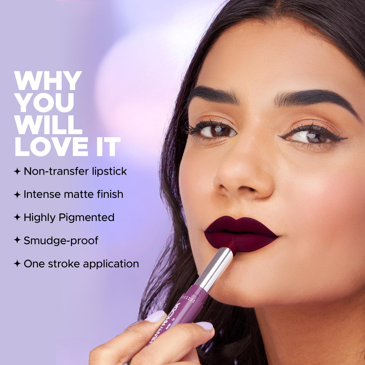 Hilary Rhoda Pro Matte Non-Transfer Lipstick | Waterproof & Non-Transfer Lipstick | 12-Hour Long Stay | Smudge-Proof | Highly Pigmented Matte Finish Lipstick | 2g (Hot Pink - Shade 25)