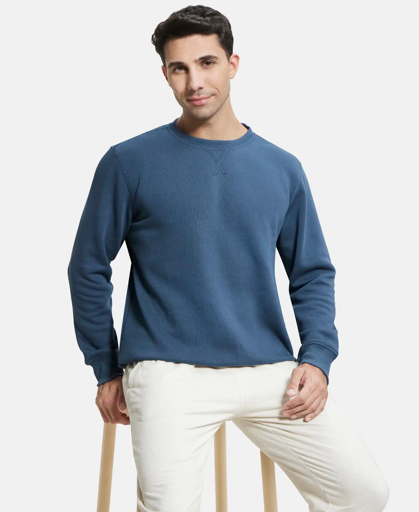 Jockey Men's Super Combed Cotton Rich Fleece Fabric Sweatshirt with Stay Warm Treatment_Style_US92_Mid Night Navy_M