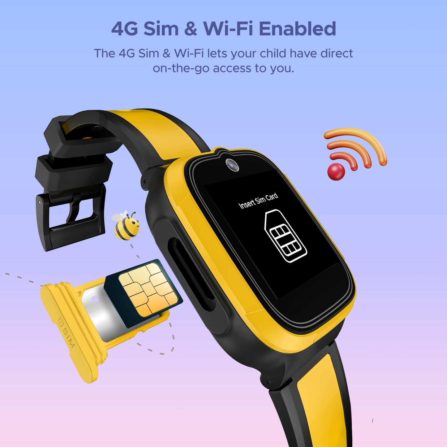 boAt Wanderer Smart Kids Watch w/ 2-Way Video & Voice Calls, SOS, Geo Fencing, Restrict Unknown Calls, Parental Controls,2MP Camera 1.43" (3.6 cm) HD Display Fitness Smart Watch (Sunshine Yellow)