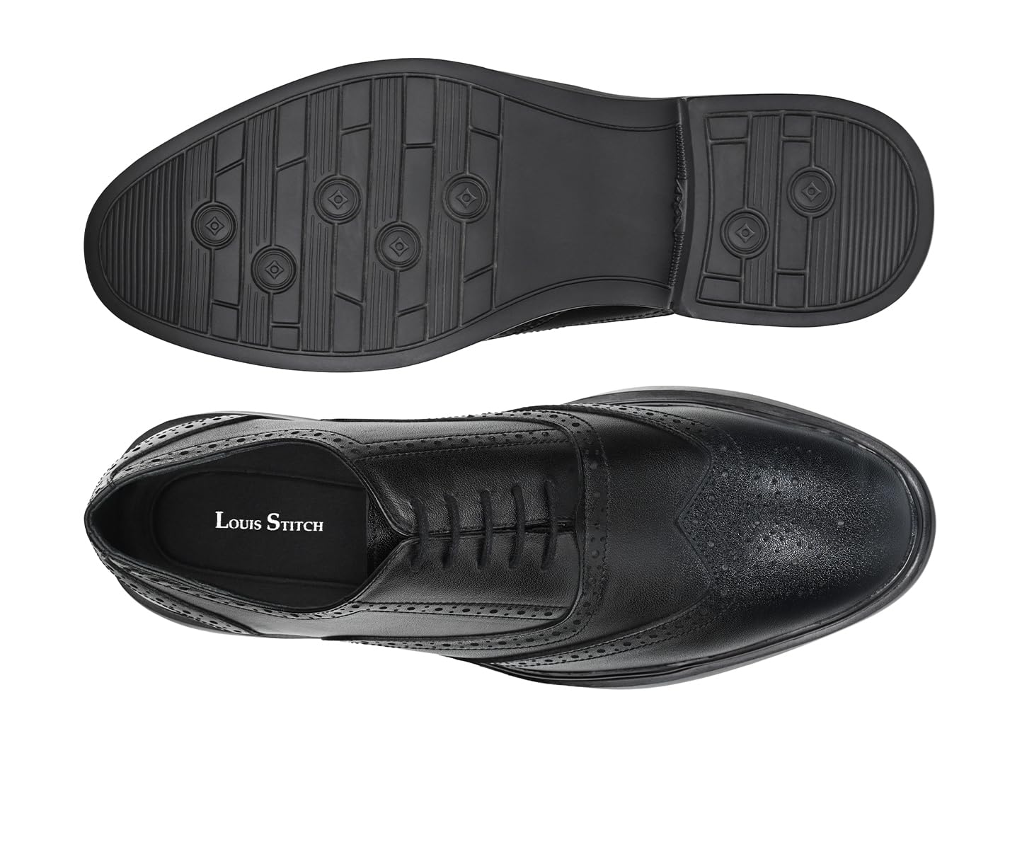 LOUIS STITCH Obsidian Black Lightweight Brogue Shoe | Formal Shoes for Men | LSFXBG | UK-9