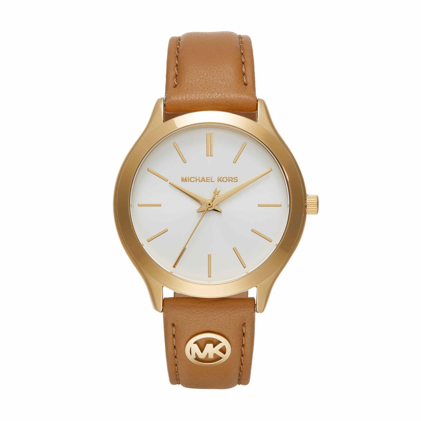 Michael Kors Leather Analog White Dial Women Watch-Mk7465, Brown Band