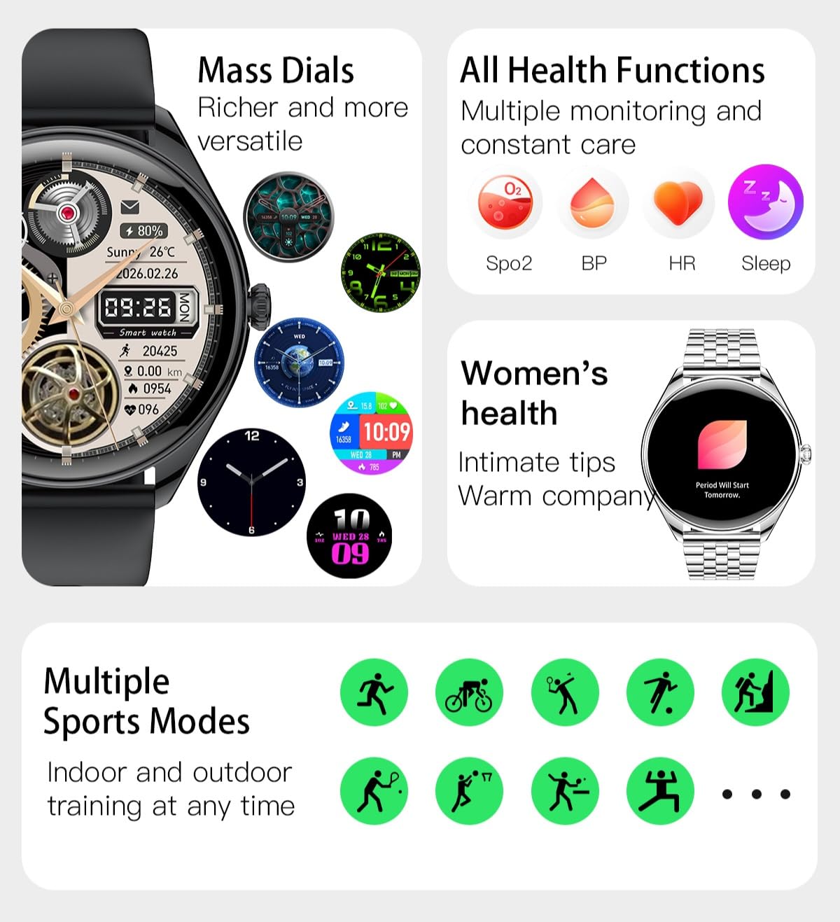 Vinora Feather Smart Watch, India's Most Affordable Slimmest Smart Watch with only 6.8mm Thinness! (Cosmic Silver Colour, Grey Silicone Strap)