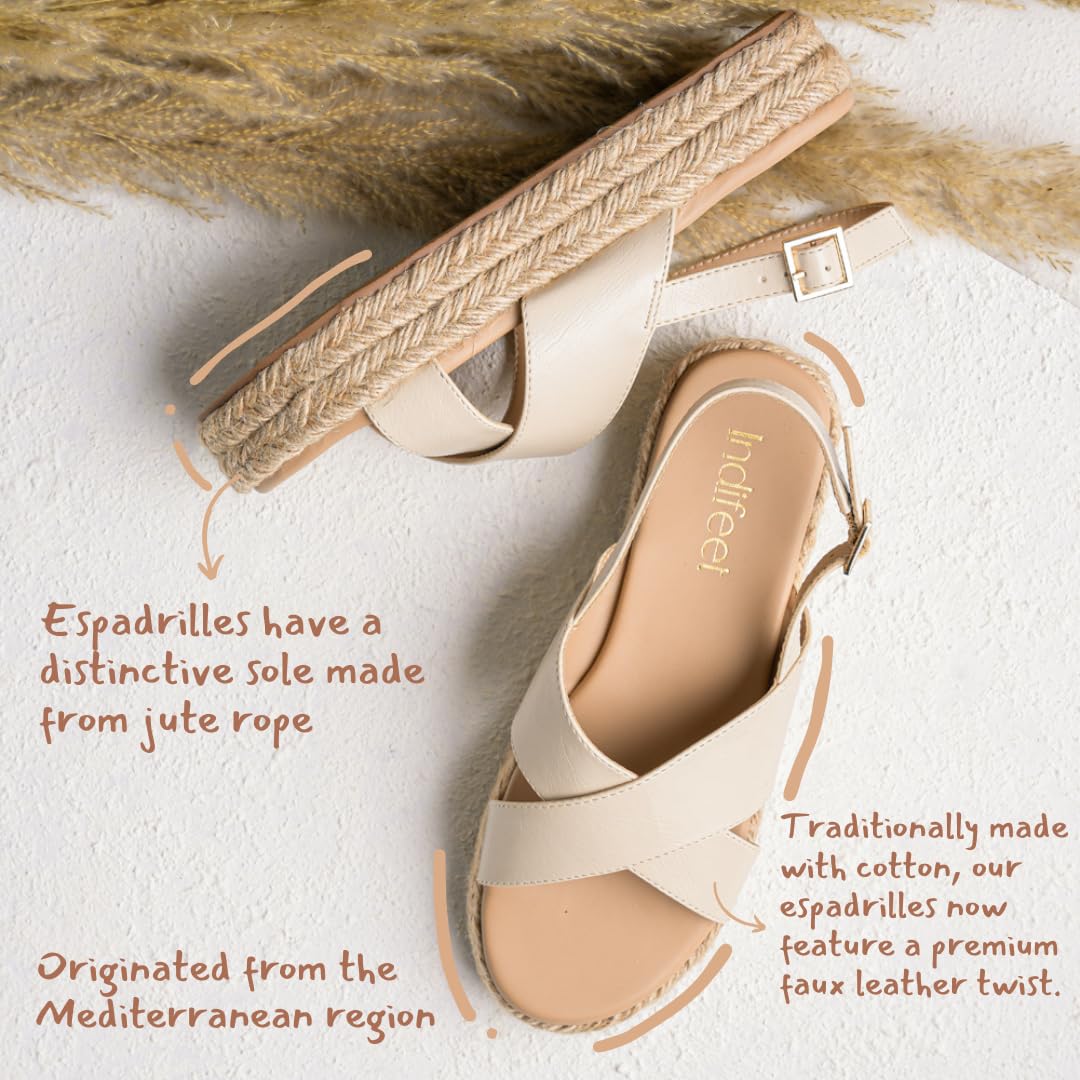 Indifeet Heels for Women Woman Stylish Wedges Sandals Ladies Latest Heel Chappals Girls Comfortable Wedge Sandal Female Fancy Platform Chappal Footwear Women’s Trendy Flatform Espadrilles Cream