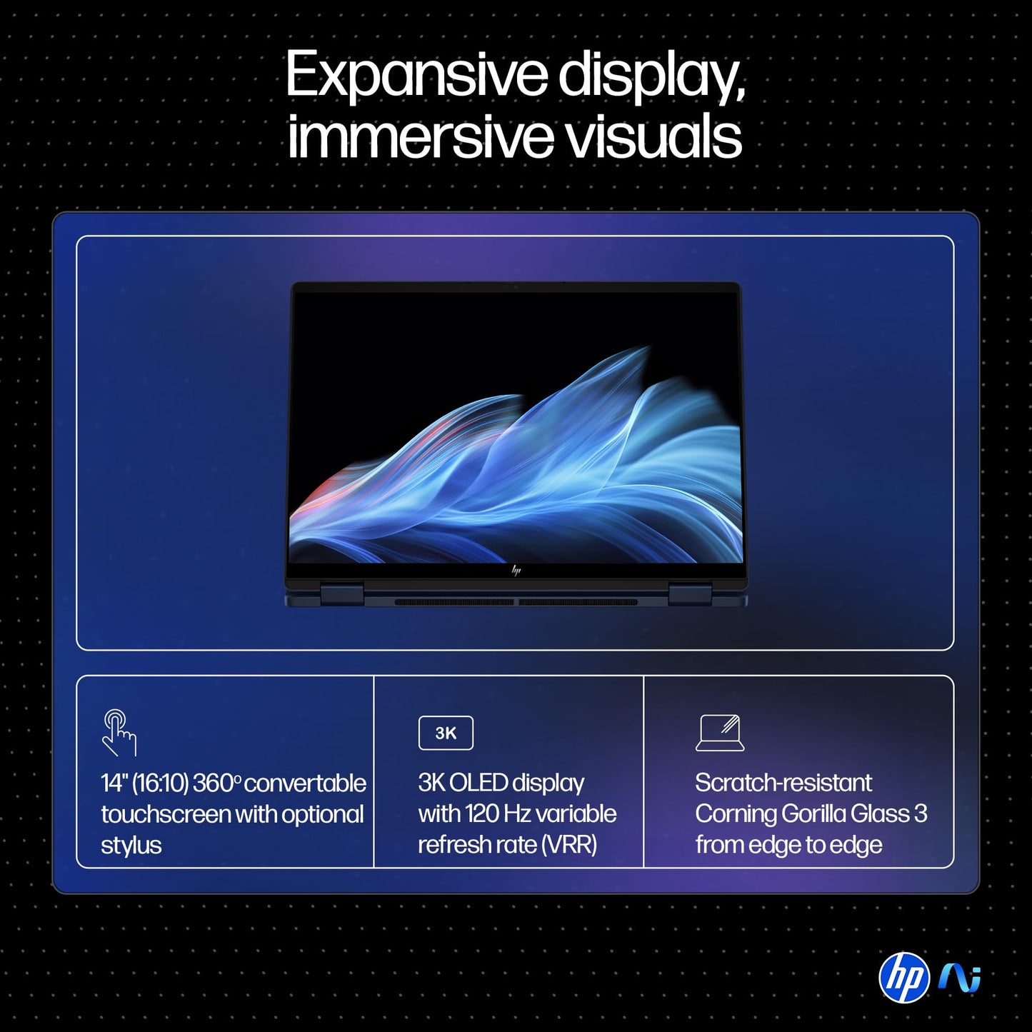 HP OmniBook X Flip (Previously Envy), Intel Core Ultra 7 258V Next Gen AI Laptop, 47 Tops (32GB LPDDR5X, 1TB SSD) 3K,OLED, 0.2ms,14''/35.6cm Touch, Win11, Office24, Blue, 1.38kg, 5MP Camera, fm0029TU