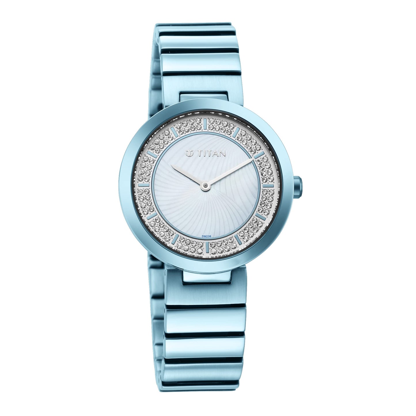 Titan Quartz Analog Blue Dial Stainless Steel Strap Watch for Women-NS95162QM02