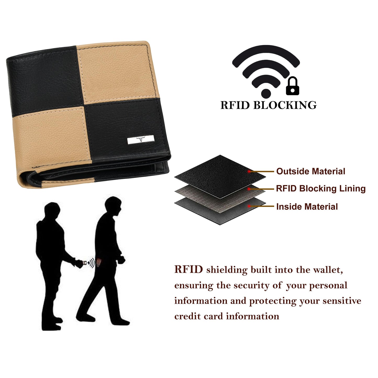 URBAN FOREST Chester Black/Beige Leather Wallet for Men