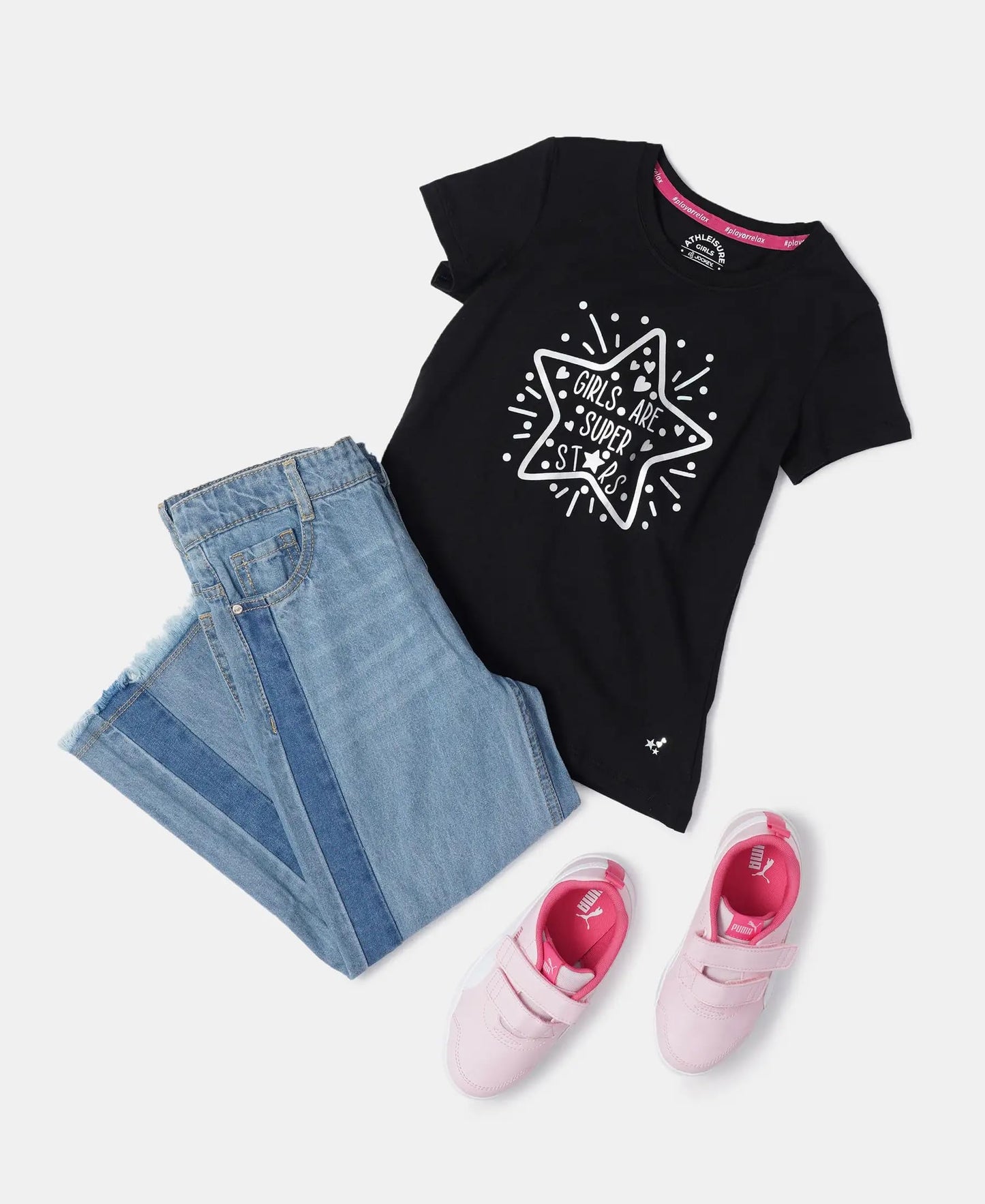 Jockey Round Neck Half Sleeve T-Shirt for Girls AG01_Black_11-12 Yrs