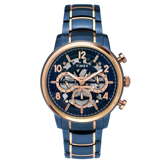 TIMEX Analog Watch for Man with Blue Round Dial & Multicolor Stainless Steel Bracelet Band Water Resistant Men's Wrist Watches - TWEG20207