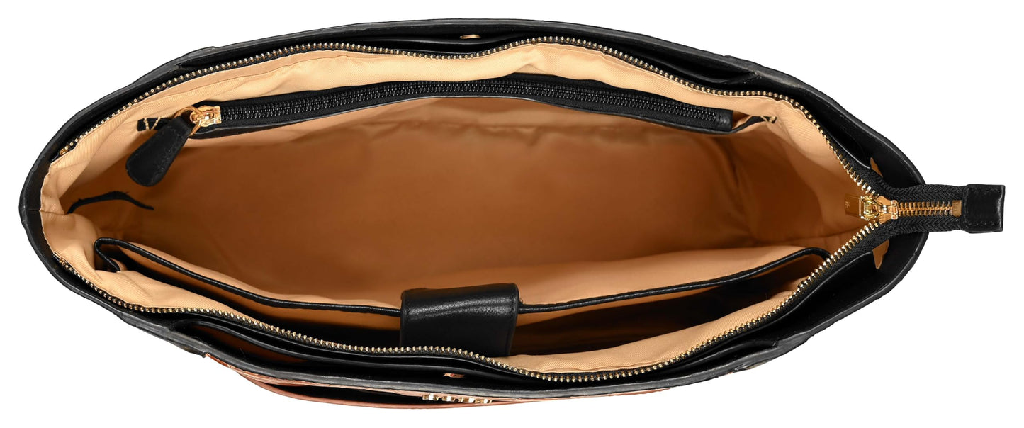 eske Rachel Genuine Leather Tote Bag, 13 inch Laptop Compatible, Cushioned Interior, Multiple Pockets, Adjustable Shoulder Strap