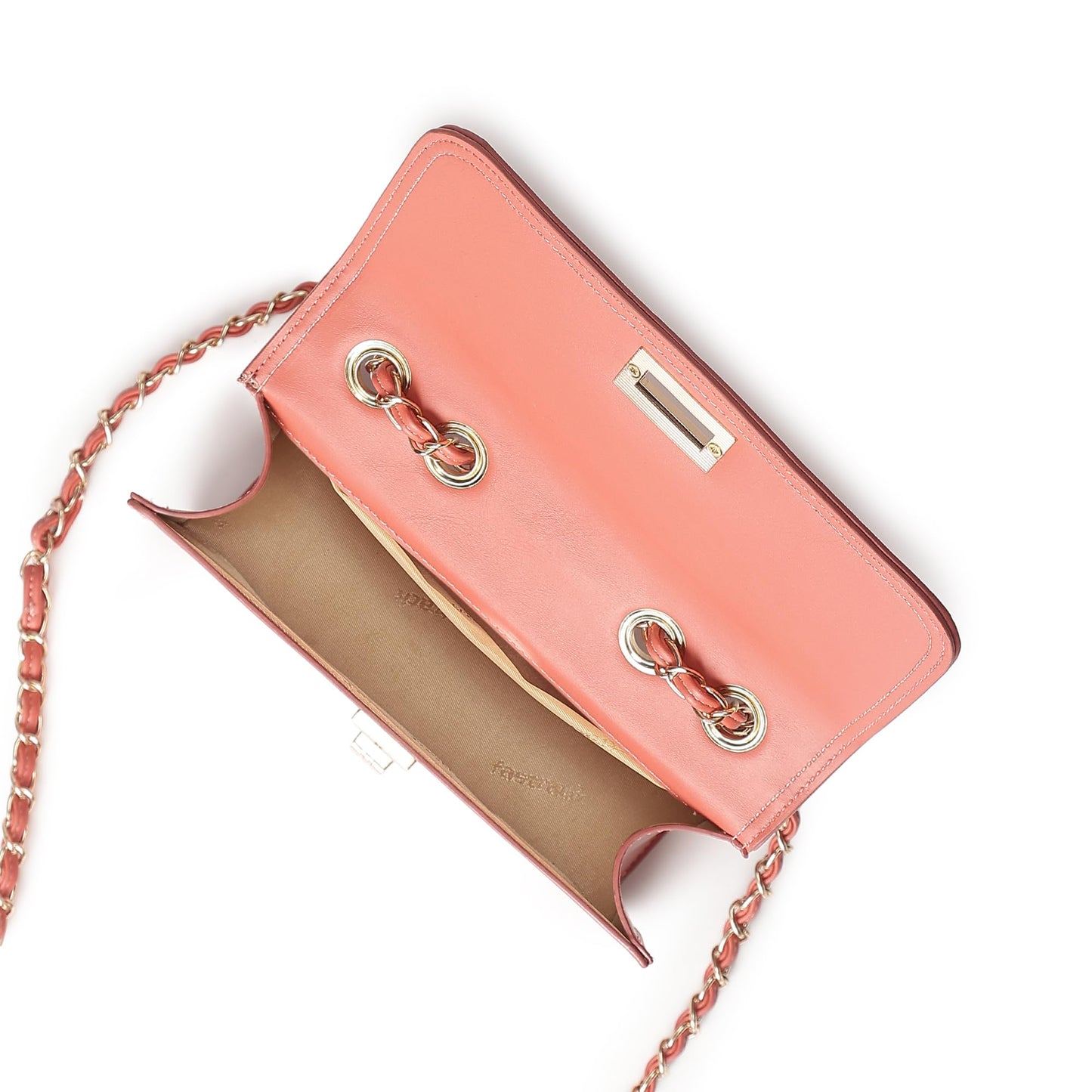 Fastrack Casual Sling Bag with Lock Closure for Girls, Medium Size with Internal Organiser and Metal Chain Strap, Made with Premium Faux Leather