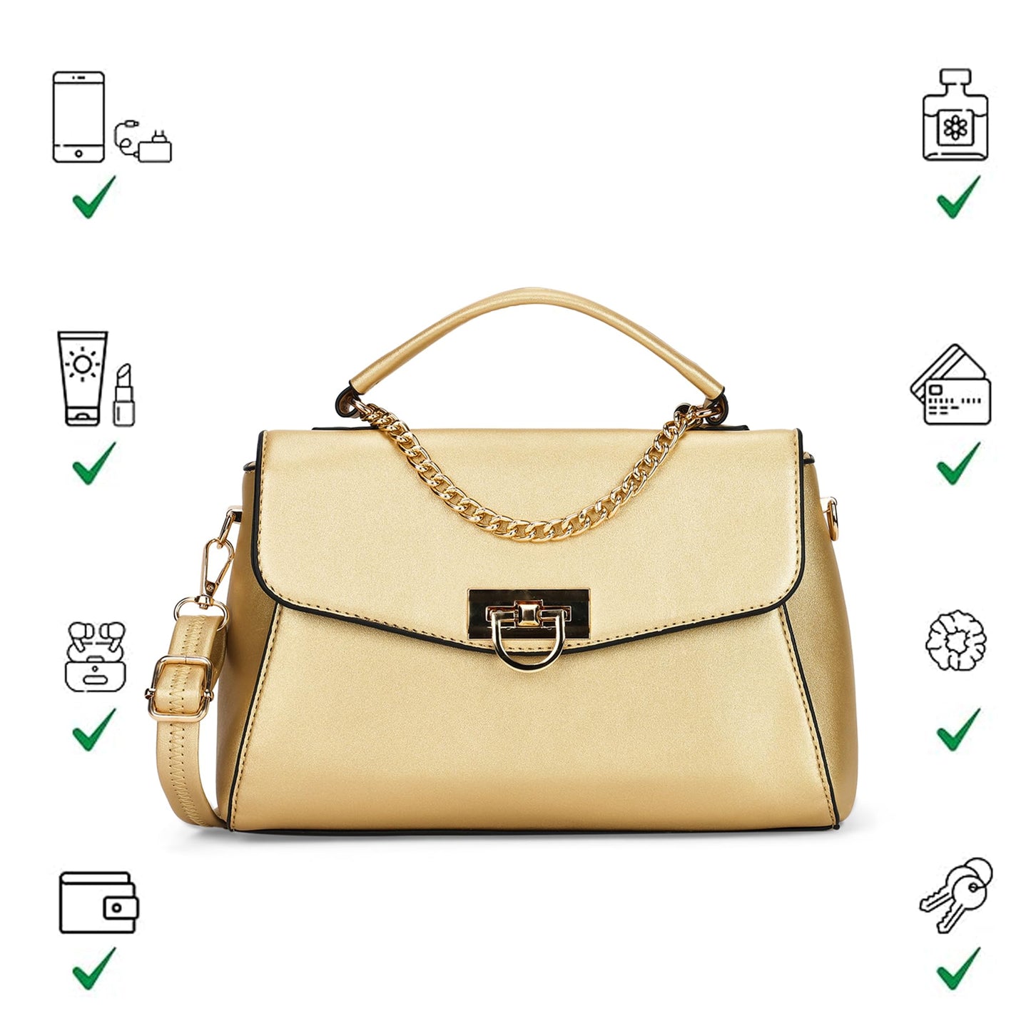 Lavie Luxe Women's Pine Flap SmallSolid Colourblock Satchel Handbag for Women | Satchel Bag for Work | Ladies purse | Stylish Shoulder Bag | Ladies Gift